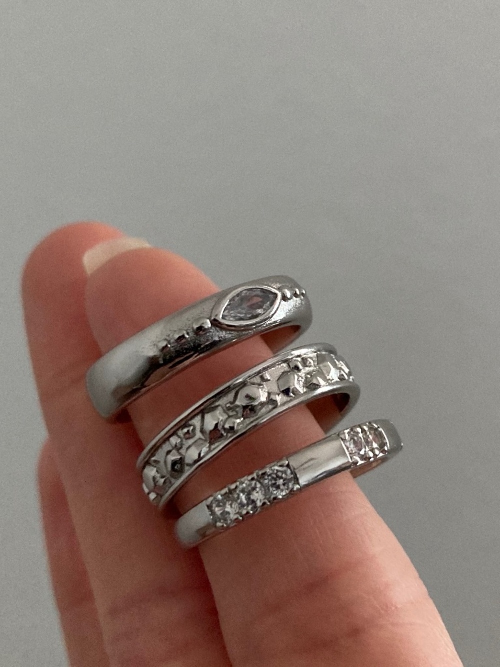 Vanessa Mooney SZ8 Ring SET Silver Stackable layering cocktail Rings Silver Set